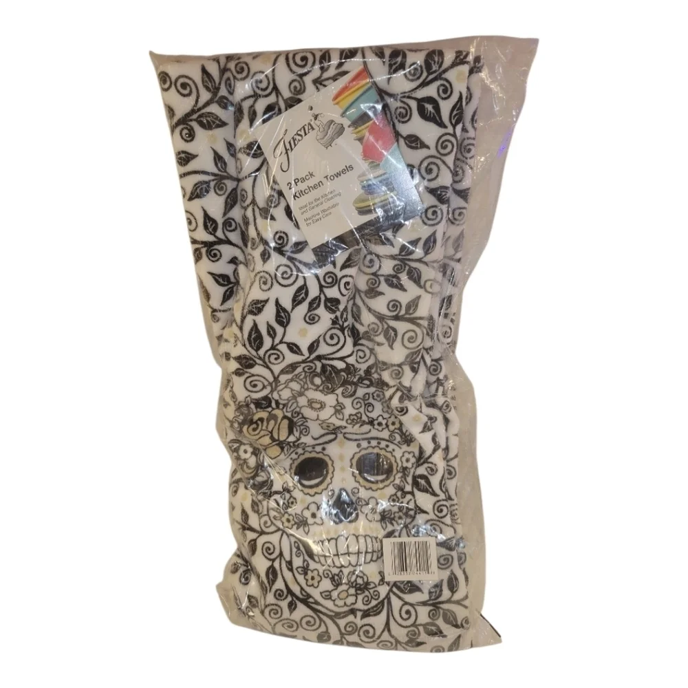 Fiesta Black and White Skull Towels